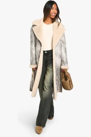 Boohoo Chaqueta De Aviador Vintage Con Cinturón Y Corte Largo