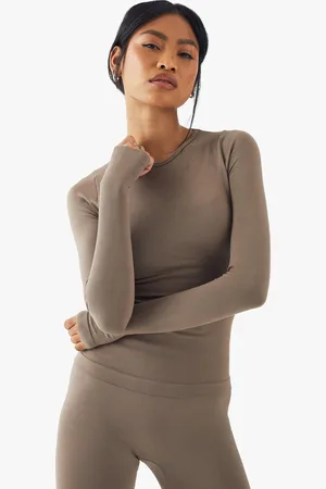 Boohoo Top De Manga Larga Y Canalé Sin Costuras