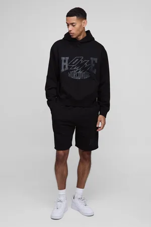 Boohoo Chándal Oversize Recto De Pantalón Corto Con Capucha Y Estampado Homme