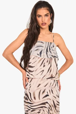 Boohoo Camisola De Tela Con Tirantes Y Espalda Abierta Con Estampado De Cebra
