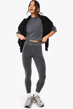 Boohoo Leggings De Cintura Alta Con Lavado De Ácido