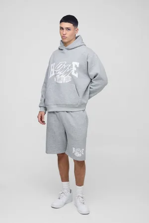 Boohoo Chándal Oversize Recto De Pantalón Corto Con Capucha Y Estampado Homme