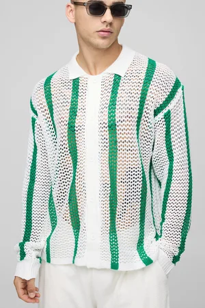 Boohoo Polo Oversize De Punto Calado Y Manga Larga Con Rayas