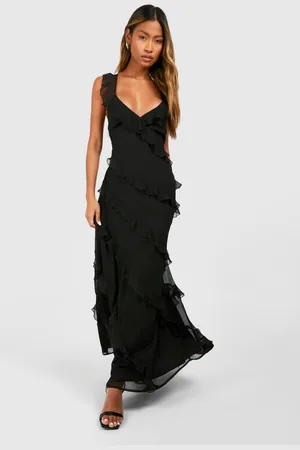 Boohoo Vestido Maxi De Tirantes Y Chifón Con Volante