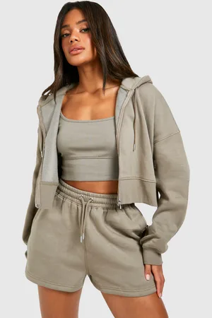 Boohoo Chándal De Pantalón Corto Y Top Crop Con Cremallera