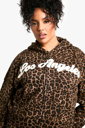 Boohoo Sudadera Plus Recta Con Capucha Y Estampado De Leopardo Los Angeles