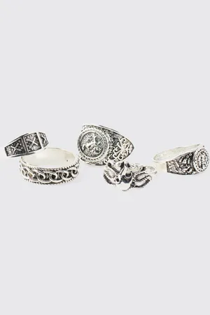 Boohoo Pack De 5 Anillos Estilo Sello En Tono Bronce