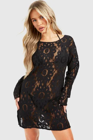 Boohoo Vestido Mini Para La Playa De Croché Con Espalda Abierta