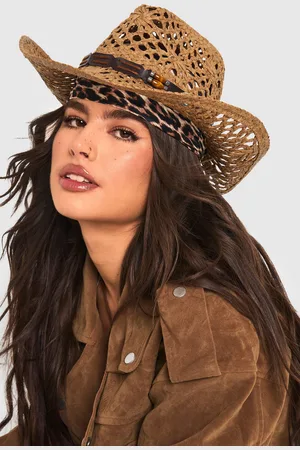Boohoo Sombrero De Vaquero Estilo Western De Paja Con Ribete De Cuentas