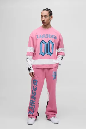 Boohoo Conjunto Oversize De Pantalón Deportivo Y Camiseta Recta Universitaria Con Mangas Falsas Y Refuerzos