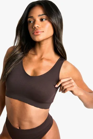 Boohoo Bralette Escotado De Canalé Festoneado Con Estampado Seem Free