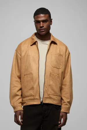 Boohoo Chaqueta Oversize Estilo Obrero De Ante Sintético Con Cuello Y Acabado De Cocodrilo