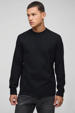 Boohoo Camiseta Man Bordada De Manga Larga Y Tela Gofre