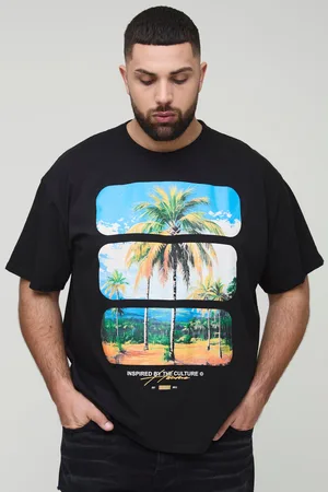 Boohoo Camiseta Plus Oversize Con Estampado De Paisaje Y Palmeras