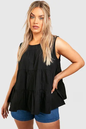 Boohoo Top Plus Holgado Escalonado De Popelina