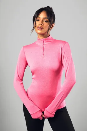 Boohoo Top Deportivo Ligero Jaspeado Holgado Holgado Con Cremallera A La Mitad Dsgn Studio