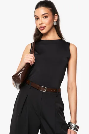 Boohoo Body Ceñido De Tela Doble Sin Mangas Con Tirantes Anchos