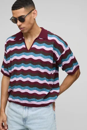 Boohoo Polo Oversize Recto De Punto Con Raya Efecto Croché