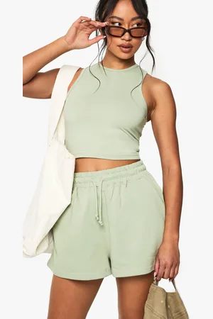 Boohoo Conjunto De Pantalón Corto Y Top Crop Estilo Nadador