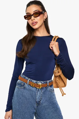 Boohoo Body Ceñido De Manga Larga Y Tela Doble Con Cuello De Caja