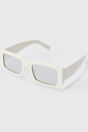 Boohoo Gafas De Sol Blancas Rectangulares Gruesas Con Lentes De Espejo