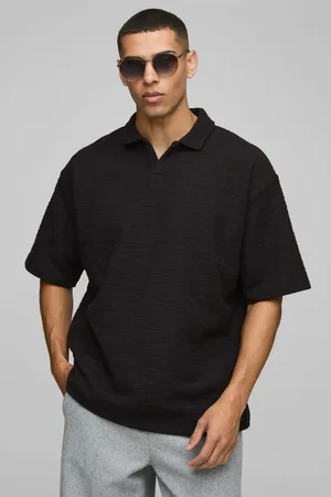 Boohoo Polo Oversize De Manga Corta Texturizado Grueso Con Solapas