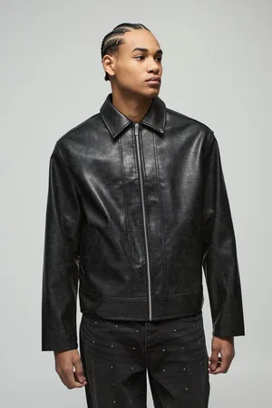 Boohoo Chaqueta Harrington Oversize Recta De Cuero Sintético Con Detalle En Los Puños