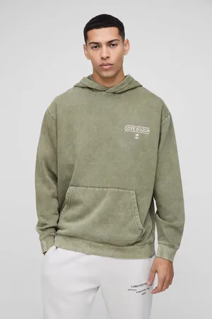Boohoo Sudadera Oversize Con Capucha Y Estampado Gráfico Desteñido De Costa Azul