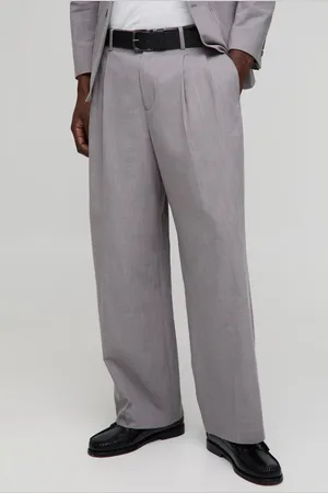 Boohoo Pantalón Oversize Plisado De Mezcla De Lino Con Pernera Ancha