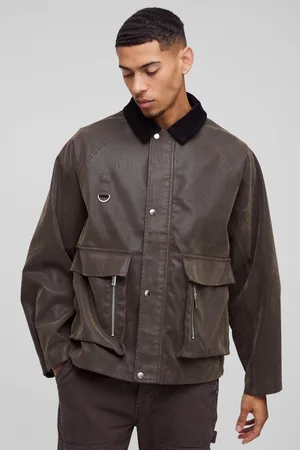 Boohoo Chaqueta Estilo Obrero Oversize Recta De Cuero Sintético Aterciopelado Con Cuello En Contraste