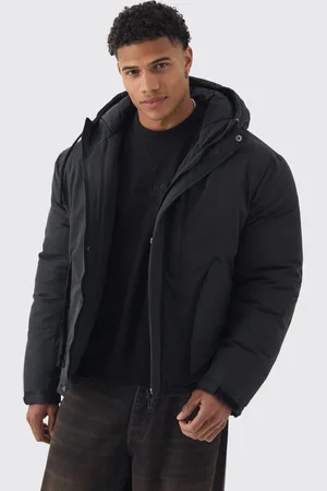 Boohoo Parka Acolchada Con Capucha Y Cordón Elástico En Gris
