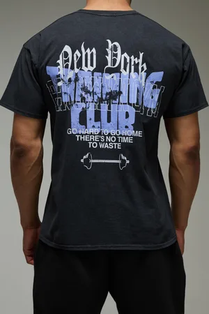 Boohoo Camiseta Man Active Oversize Con Lavado De Ácido Y Estampado New York Training Club