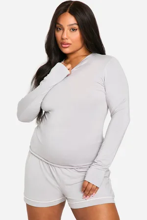 Boohoo Camiseta Plus De Manga Larga Para Estar En Casa De Modal
