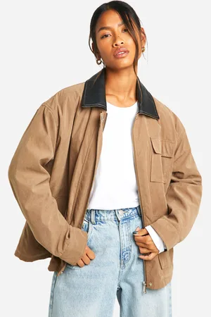 Boohoo Chaqueta Oversize Aterciopelada Con Cuello En Contraste
