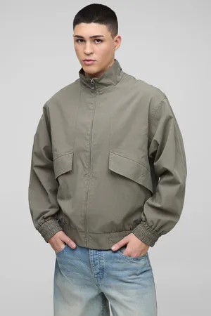 Boohoo Chaqueta Bomber Oversize Recta De Sarga Con Cuello Alto Y Bolsillos