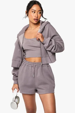 Boohoo Chándal De Pantalón Corto Y Top Crop Con Cremallera