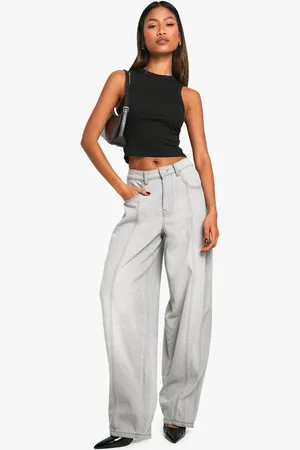 Boohoo Vaqueros Boyfriend Holgados Con Detalle De Costuras