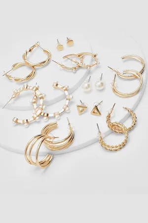 Boohoo Pack De 9 Pares De Pendientes De Raso Con Perlas De Imitación