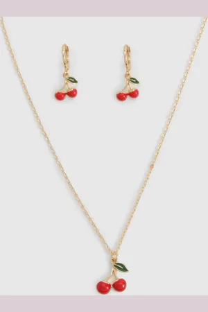 Boohoo Set De Collar Y Pendientes Con Cerezas