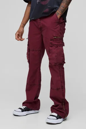 Boohoo Pantalón Tall Cargo Ajustado De Campana Con Lavado De Ácido, Refuerzo Y Cremallera