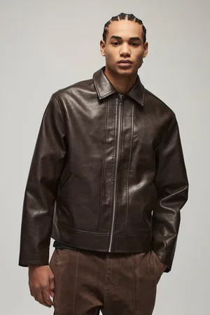 Boohoo Chaqueta Harrington Oversize Recta De Cuero Sintético Con Detalle En Los Puños