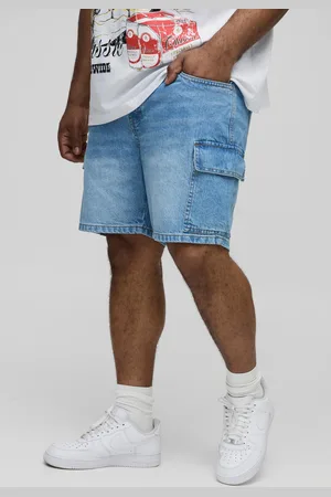 Boohoo Pantalón Corto Plus Vaquero Cargo Ajustado Sin Tratar