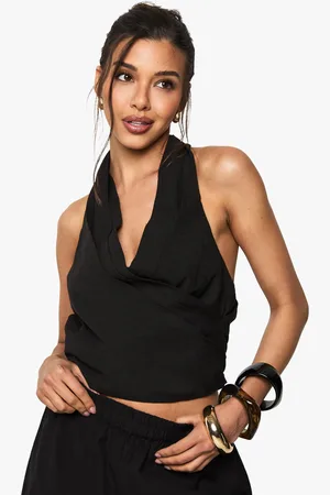 Boohoo Top Crop Efecto Lino Cruzado
