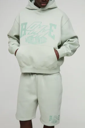 Boohoo Chándal Oversize Recto De Pantalón Corto Con Capucha Y Estampado Homme