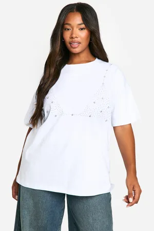 Boohoo Camiseta Plus Oversize Con Perlas E Incrustaciones