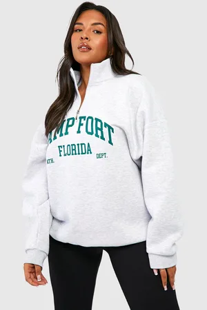 Boohoo Chaqueta Plus Con Estampado Universitario De Florida Y Cremallera A La Mitad