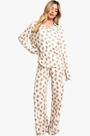 Boohoo Pijama De Manga Larga Con Estampado De Oso