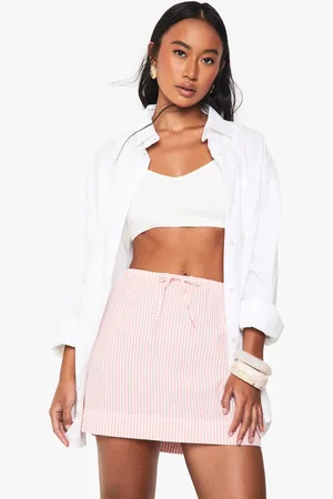 Boohoo Falda De Sirsaca Rosa Con Cordón Elástico En La Cintura