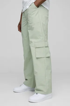Boohoo Pantalón Cargo De Pernera Ancha Y Nailon Fruncido Con Cintura Fija