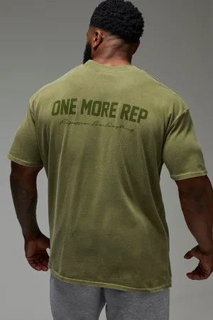 Boohoo Camiseta Man Active Oversize Con Lavado A La Piedra Y Estampado One More Rep